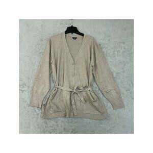 NWOT Splendid Women's XL Beige Long Cardigan Sweater Tie Waist  B1603